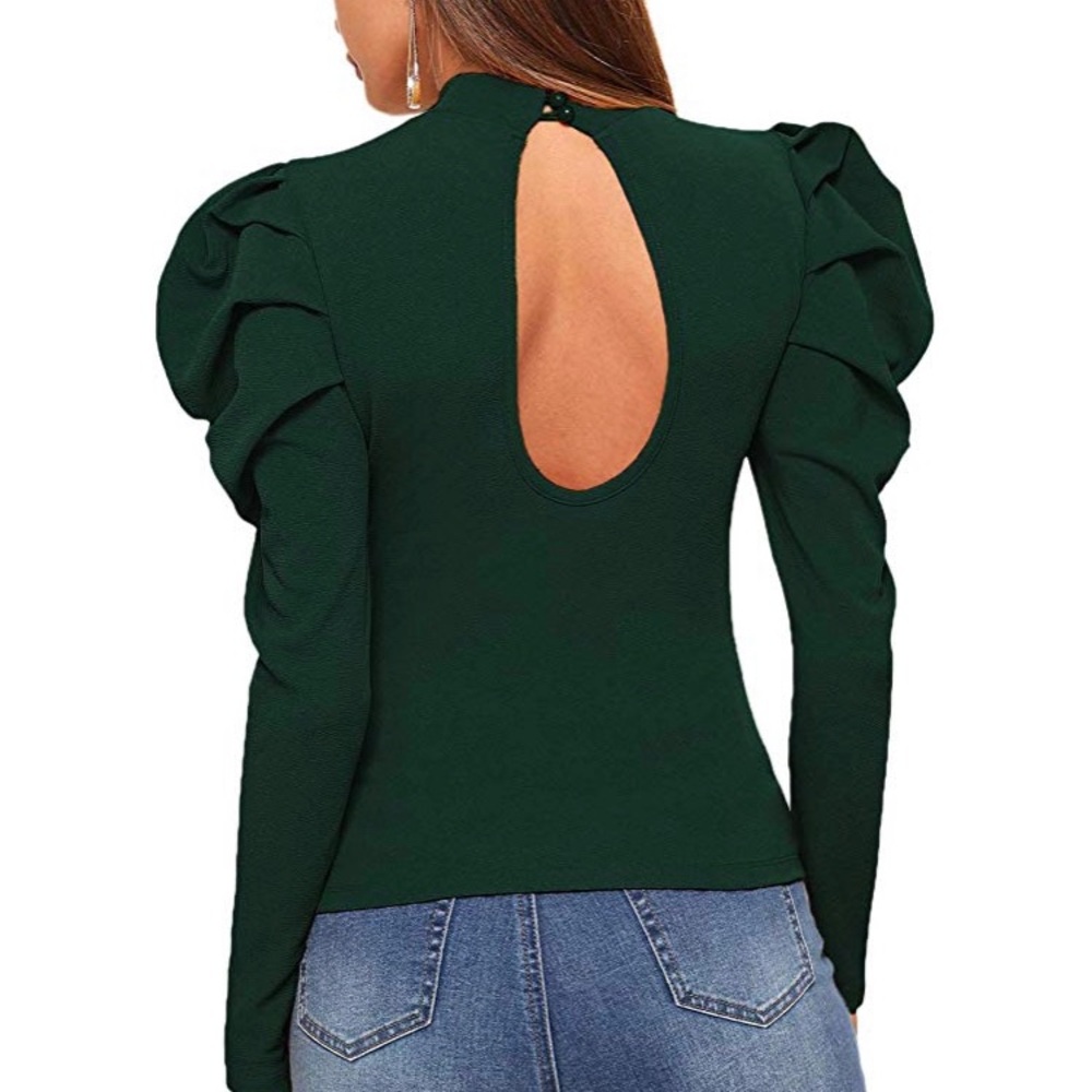 Women’s Elegant Mock Neck keyhole back